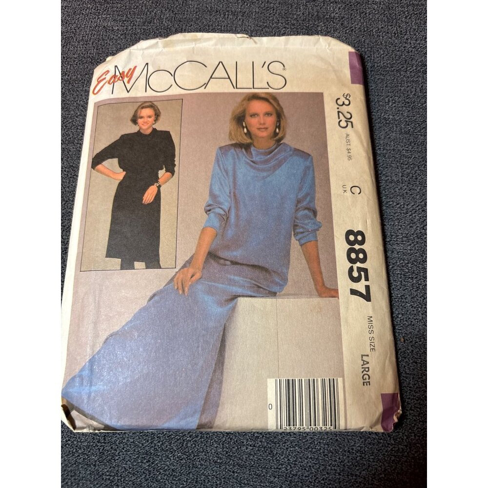 Vintage McCalls Sewing Pattern 8857 Misses Dress Size Large 1983 Uncut